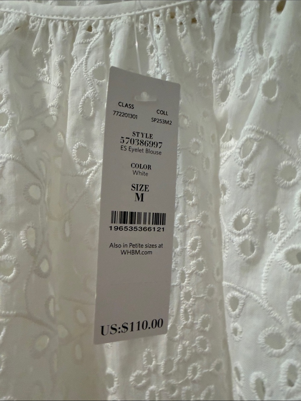 White House Black Market White Eyelet Boho Blouse(bw) - Picture 3 of 7
